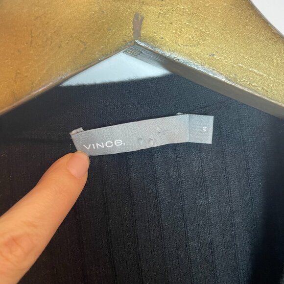 VINCE Cashmere Ribbed Tight Fit V-Neck Cardigan Sweater \\ M - Picture 8 of 12